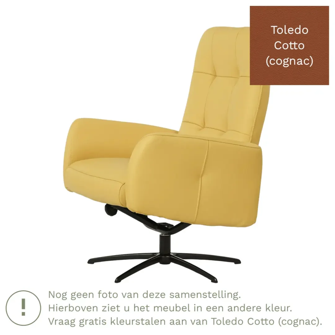 afbeelding van Leren draaifauteuil Pulse - Toledo Cotto (cognac) - Stervoet zwart