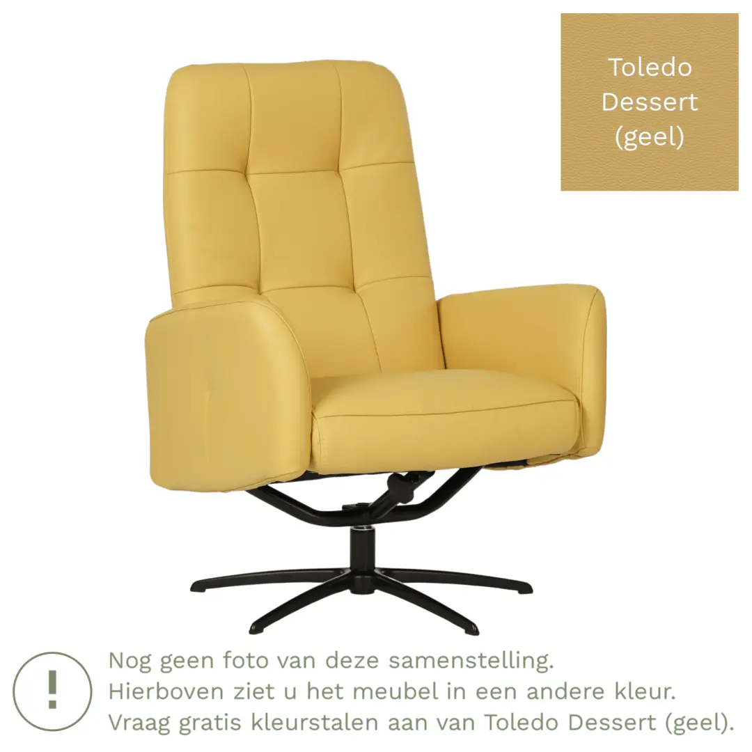 afbeelding van Leren draaifauteuil Pulse - Toledo Dessert (geel) - Stervoet zwart