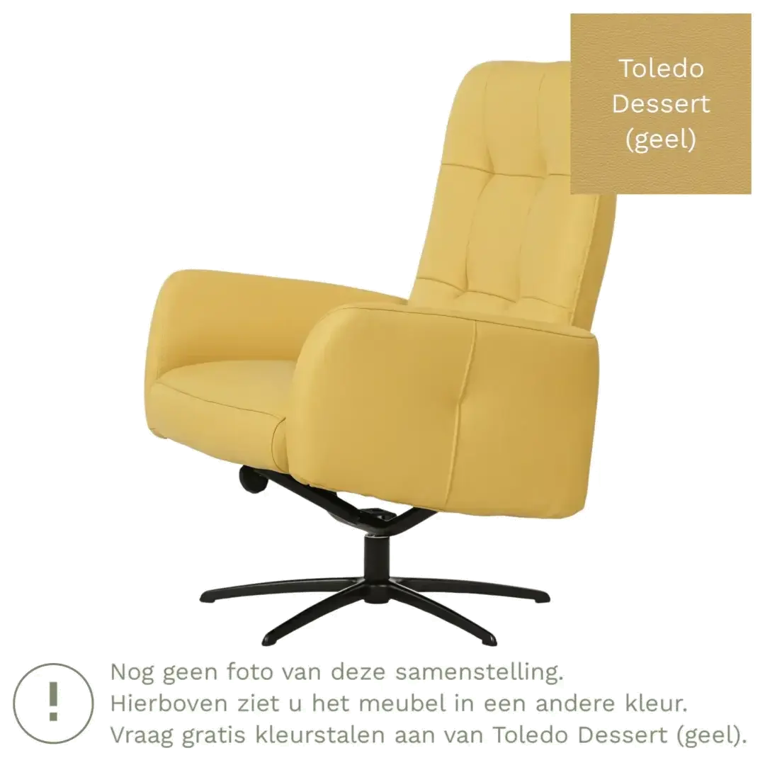 afbeelding van Leren draaifauteuil Pulse - Toledo Dessert (geel) - Stervoet zwart