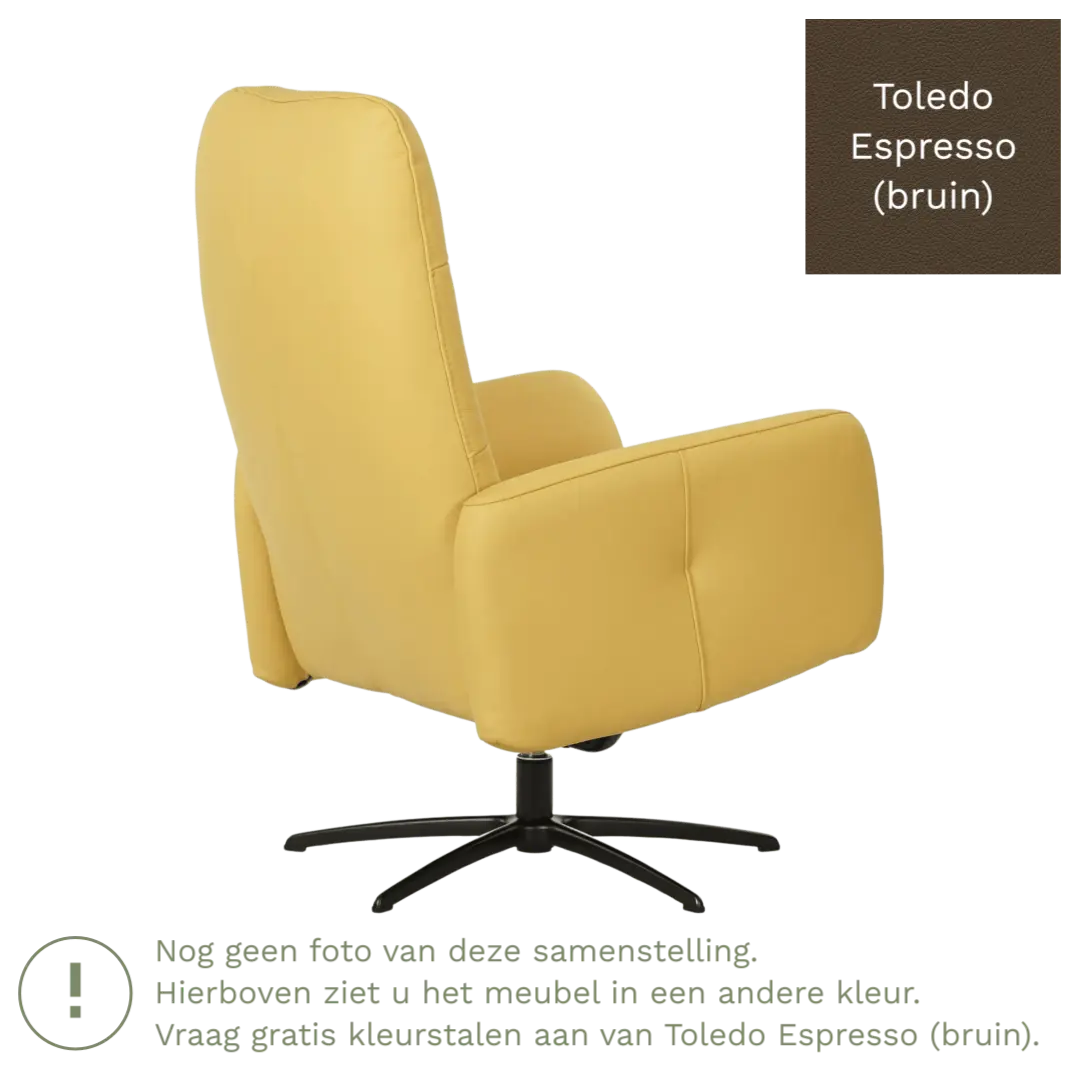 afbeelding van Leren draaifauteuil Pulse - Toledo Espresso (bruin) - Stervoet zwart