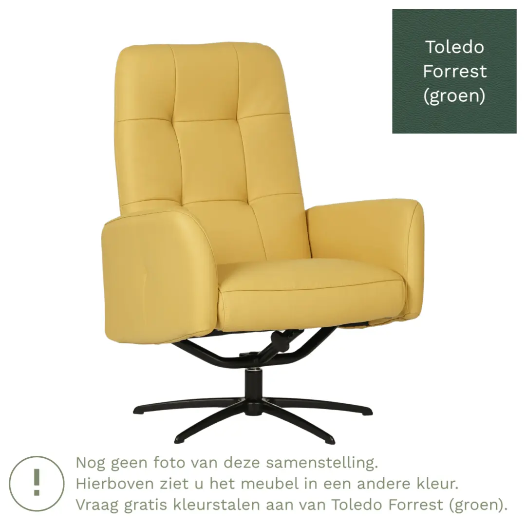 afbeelding van Leren draaifauteuil Pulse - Toledo Forrest (groen) - Stervoet zwart