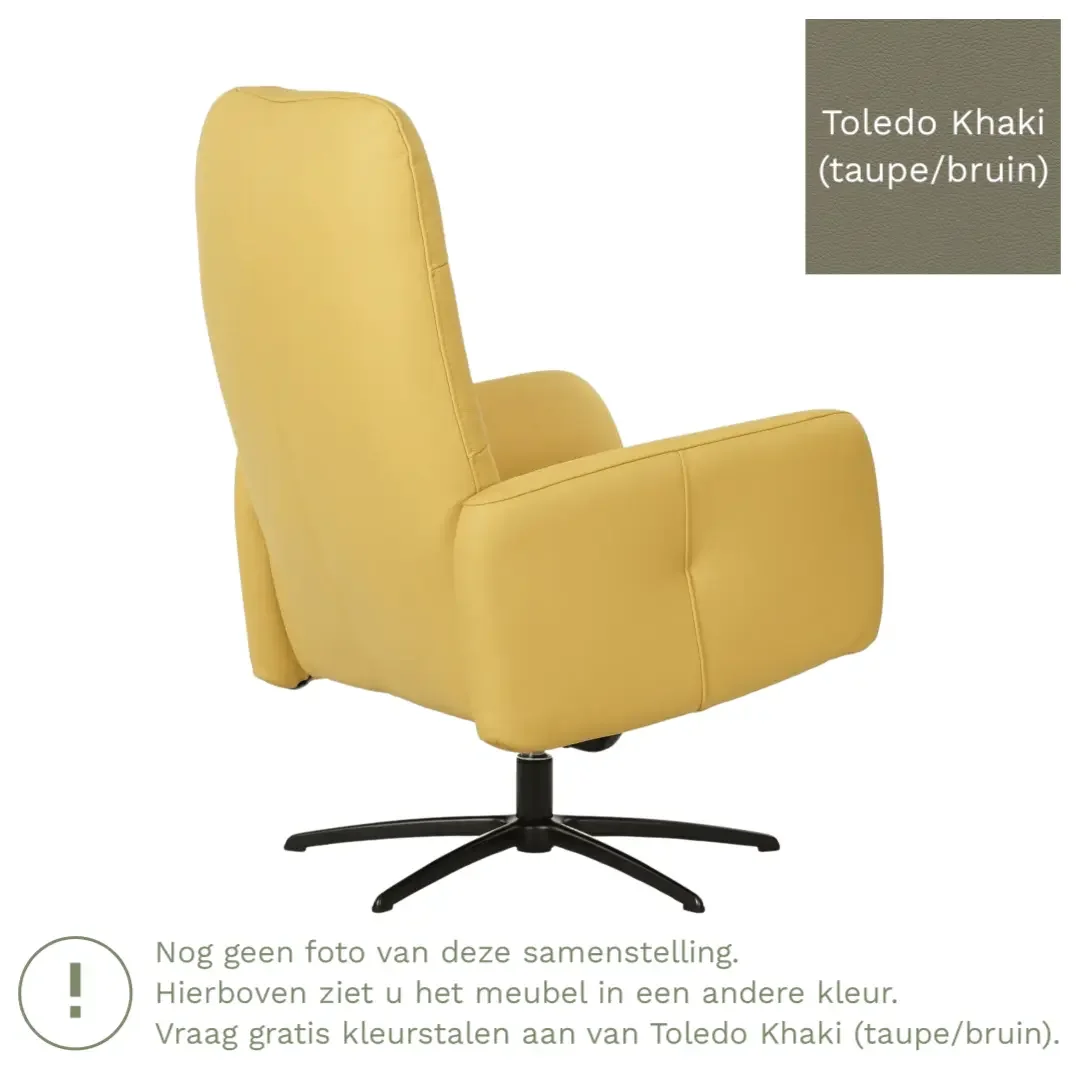 afbeelding van Leren draaifauteuil Pulse - Toledo Khaki (taupe/bruin) - Stervoet zwart