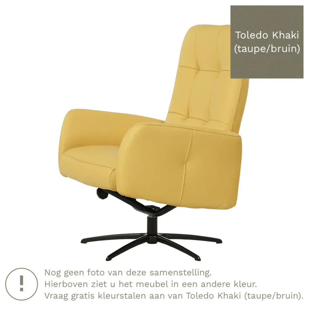 afbeelding van Leren draaifauteuil Pulse - Toledo Khaki (taupe/bruin) - Stervoet zwart