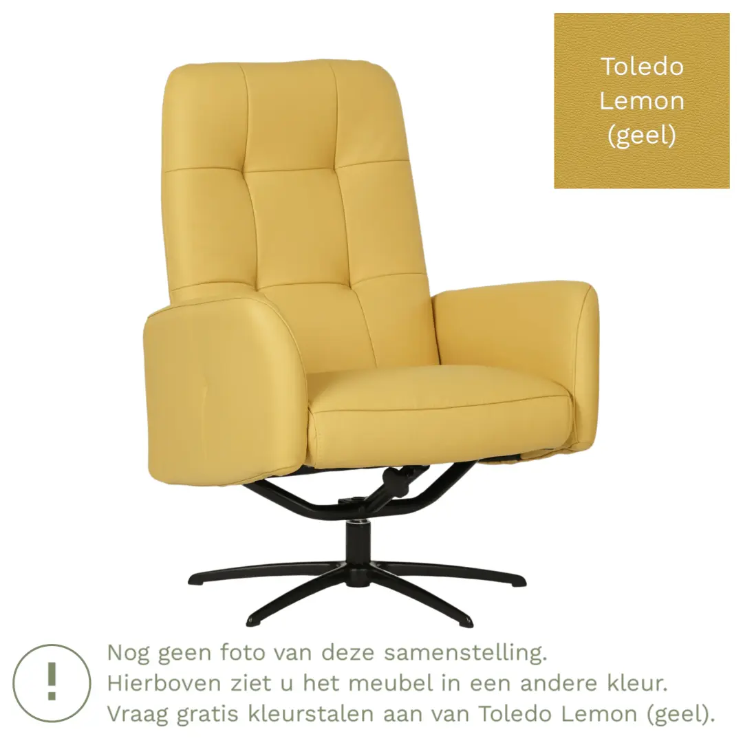 afbeelding van Leren draaifauteuil Pulse - Toledo Lemon (geel) - Stervoet zwart