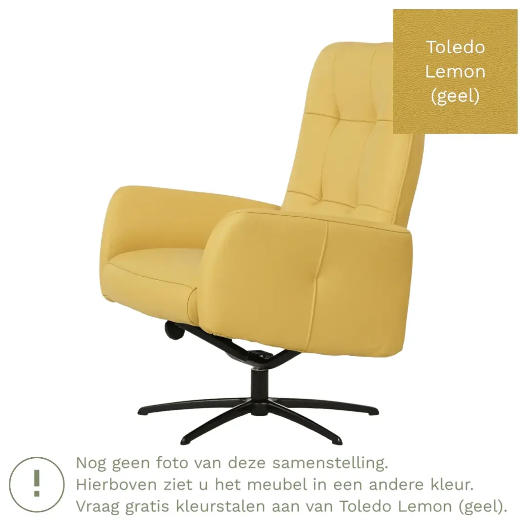 afbeelding van Leren draaifauteuil Pulse - Toledo Lemon (geel) - Stervoet zwart