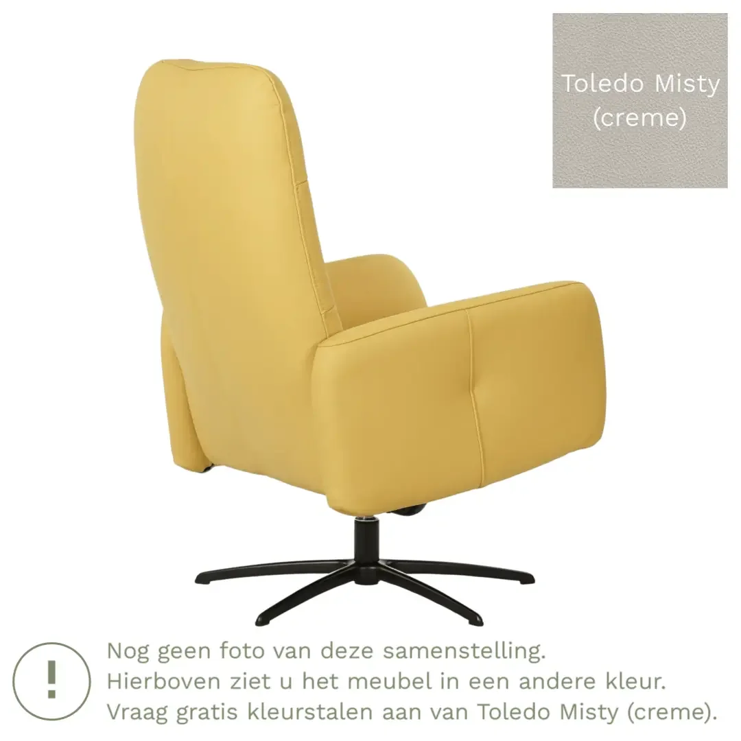 afbeelding van Leren draaifauteuil Pulse - Toledo Misty (crème) - Stervoet zwart