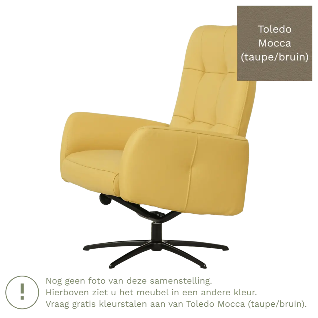afbeelding van Leren draaifauteuil Pulse - Toledo Mocca (taupe/bruin) - Stervoet zwart
