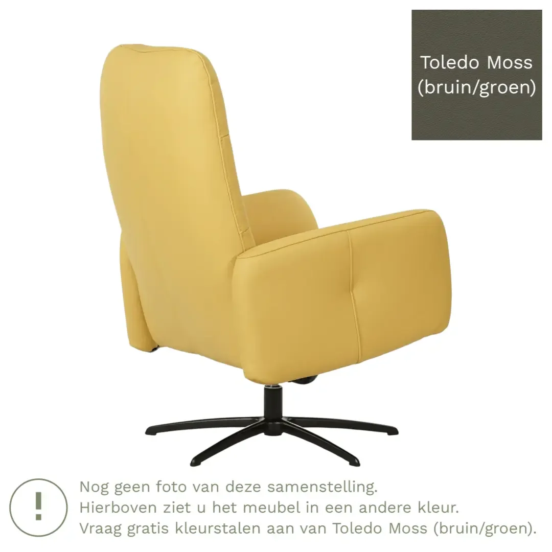 afbeelding van Leren draaifauteuil Pulse - Toledo Moss (bruin/groen) - Stervoet zwart