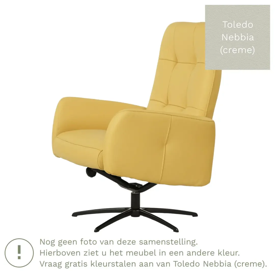 afbeelding van Leren draaifauteuil Pulse - Toledo Nebbia (crème) - Stervoet zwart