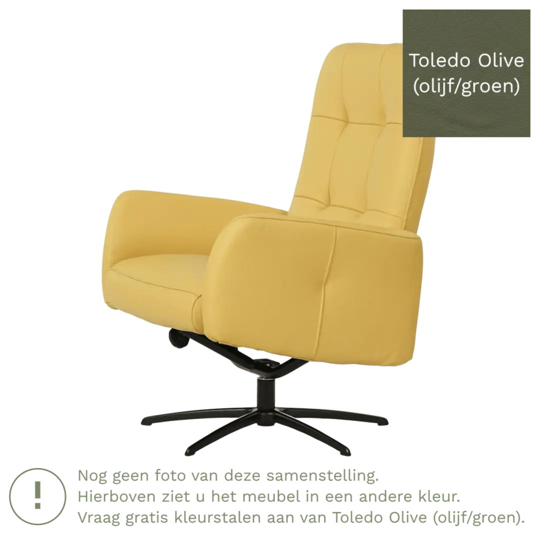 afbeelding van Leren draaifauteuil Pulse - Toledo Olive (olijf/goen) - Stervoet zwart