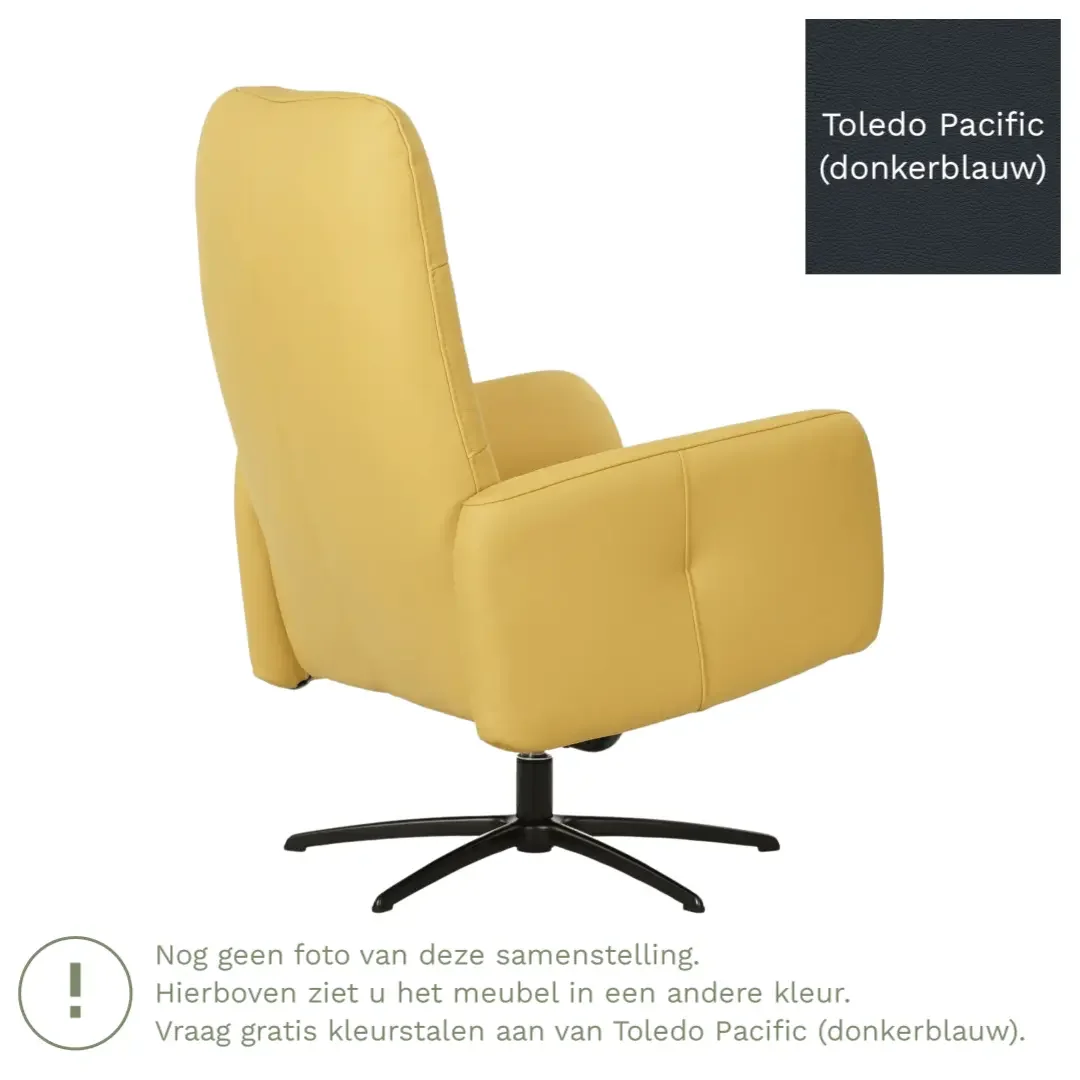 afbeelding van Leren draaifauteuil Pulse - Toledo Pacific (donkerblauw) - Stervoet zwart