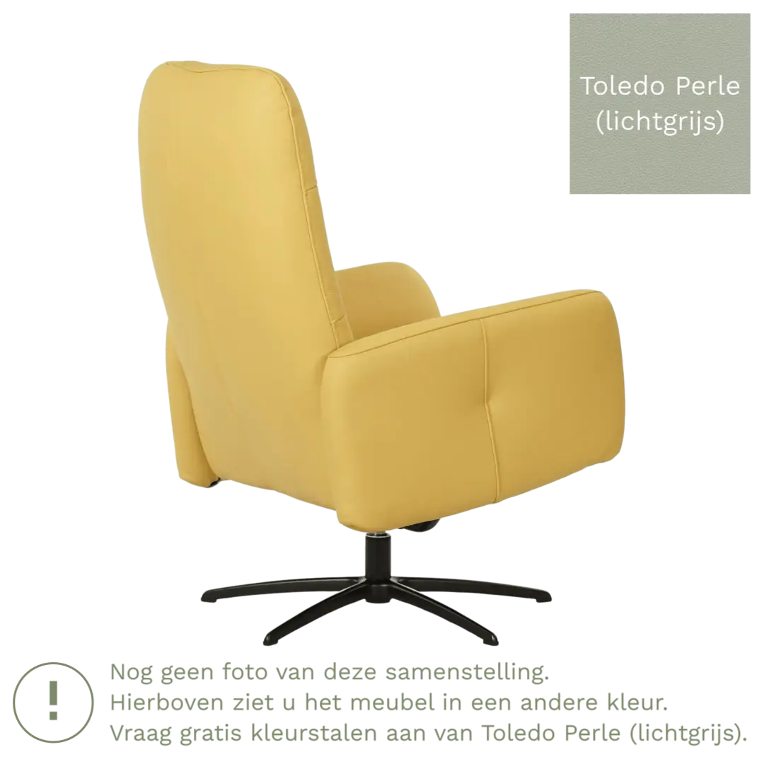 afbeelding van Leren draaifauteuil Pulse - Toledo Perle (lichtgrijs) - Stervoet zwart