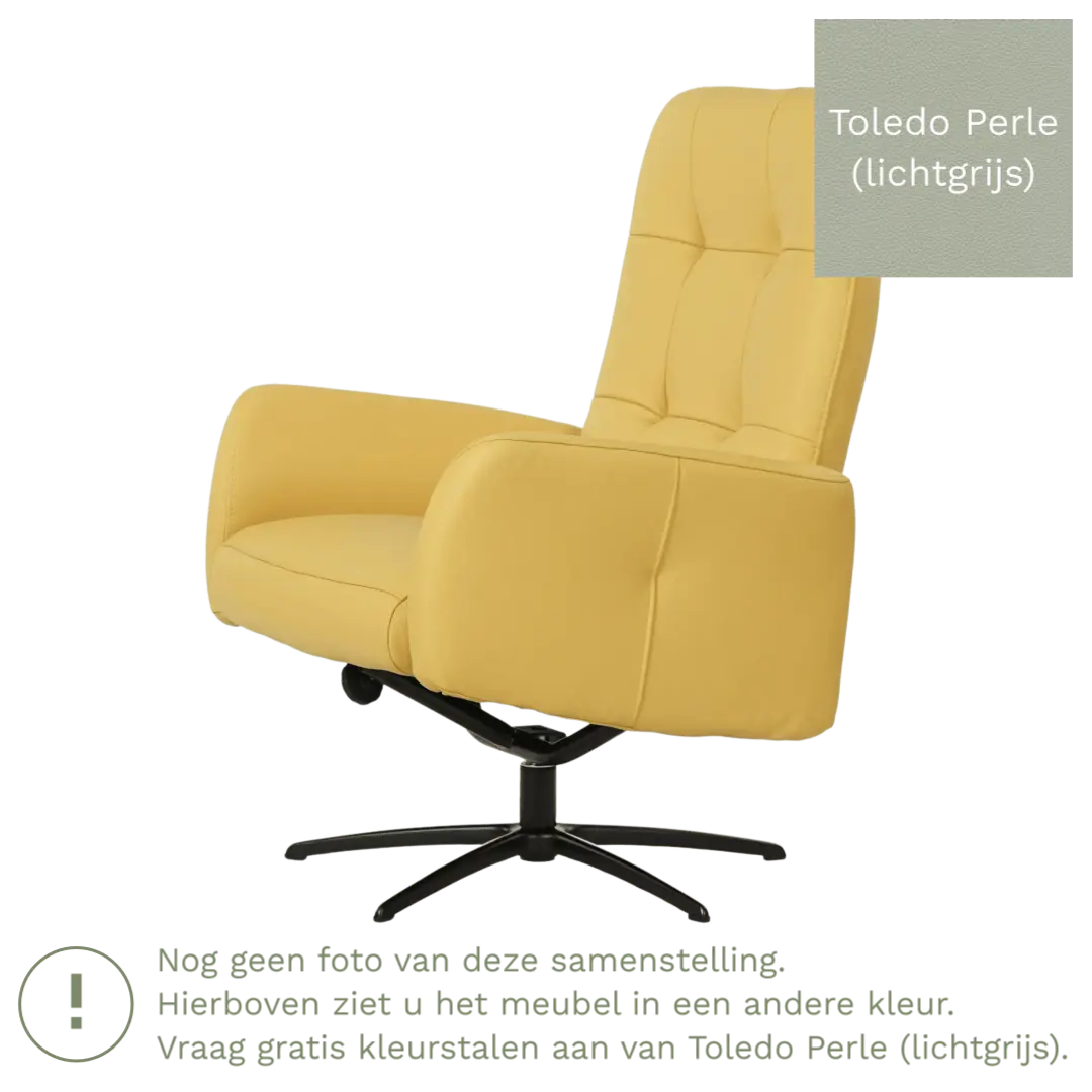 afbeelding van Leren draaifauteuil Pulse - Toledo Perle (lichtgrijs) - Stervoet zwart