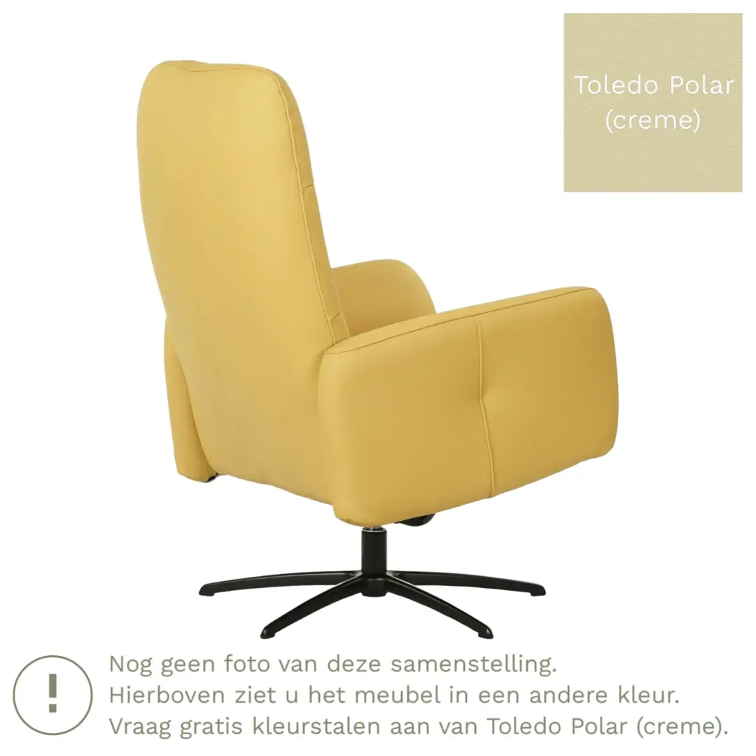 afbeelding van Leren draaifauteuil Pulse - Toledo Polar (crème) - Stervoet zwart