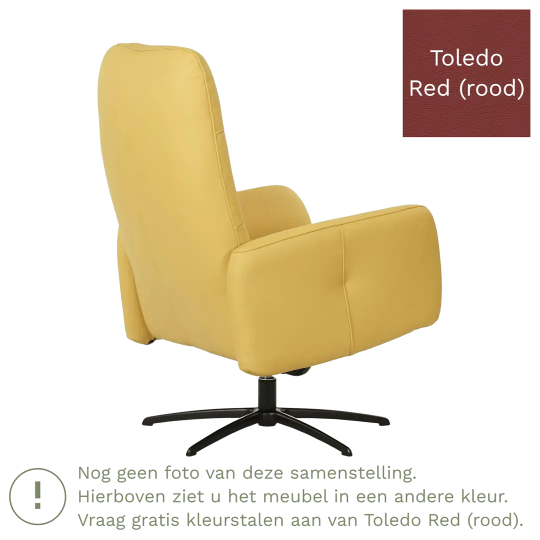 afbeelding van Leren draaifauteuil Pulse - Toledo Red (rood) - Stervoet zwart