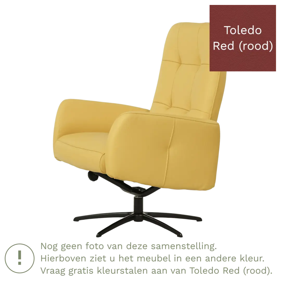 afbeelding van Leren draaifauteuil Pulse - Toledo Red (rood) - Stervoet zwart