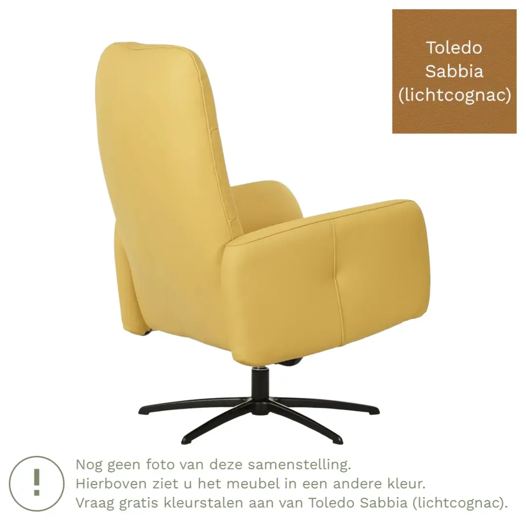 afbeelding van Leren draaifauteuil Pulse - Toledo Sabbia (lichtcognac) - Stervoet zwart