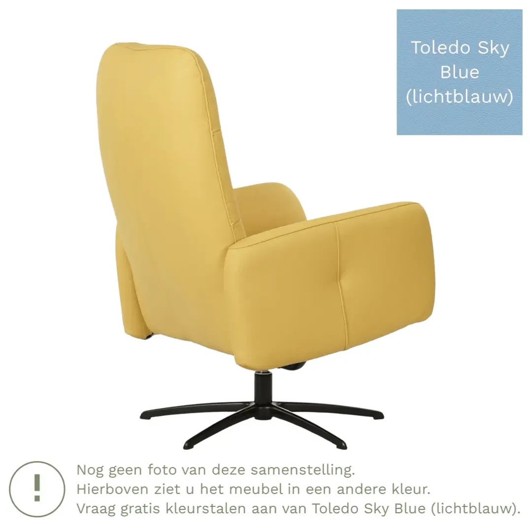 afbeelding van Leren draaifauteuil Pulse - Toledo Sky Blue (lichtblauw) - Stervoet zwart