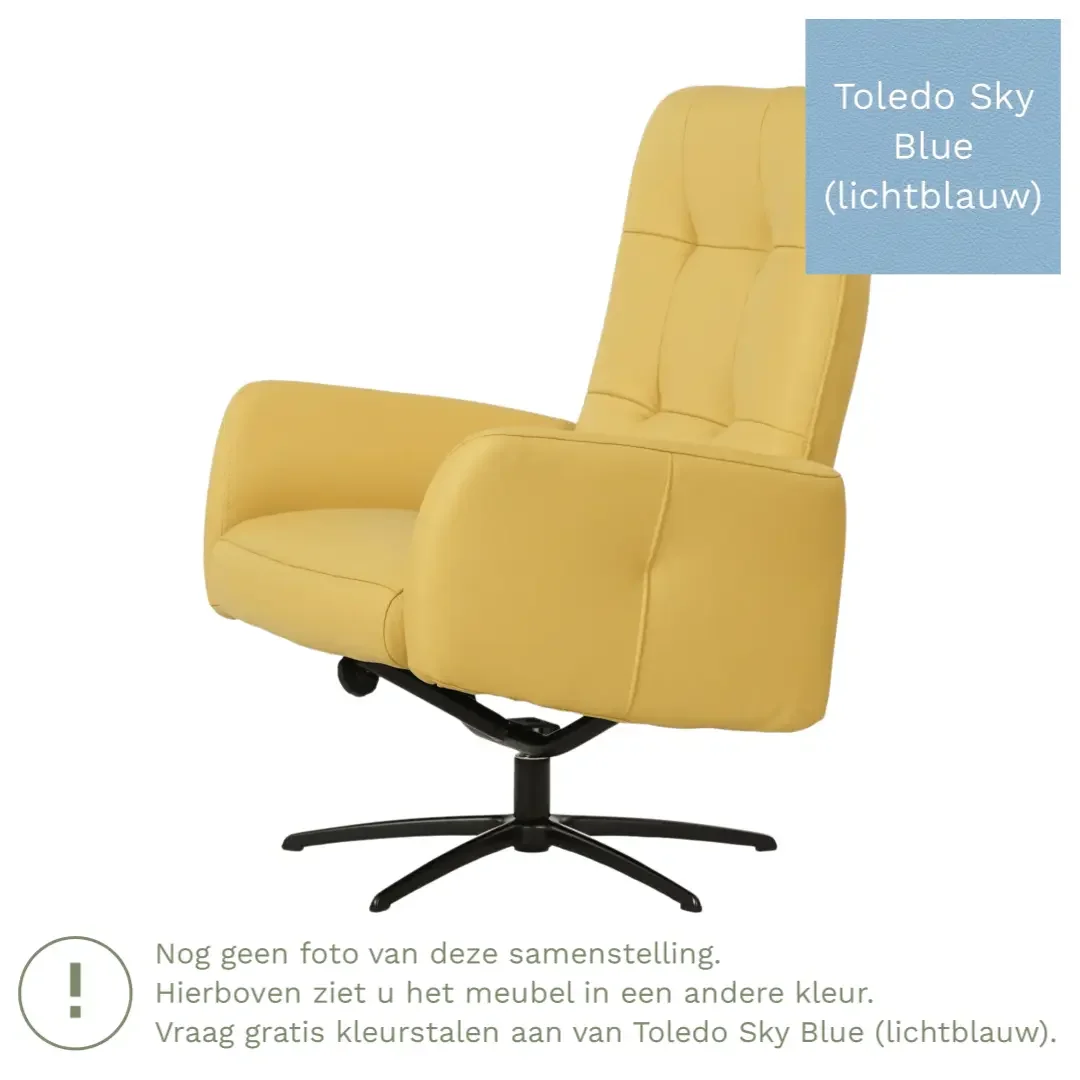 afbeelding van Leren draaifauteuil Pulse - Toledo Sky Blue (lichtblauw) - Stervoet zwart