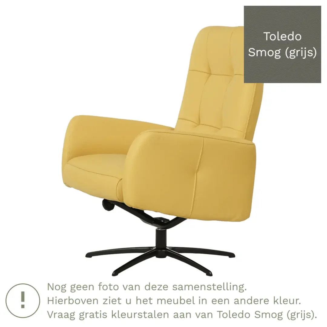 afbeelding van Leren draaifauteuil Pulse - Toledo Smog (grijs) - Stervoet zwart