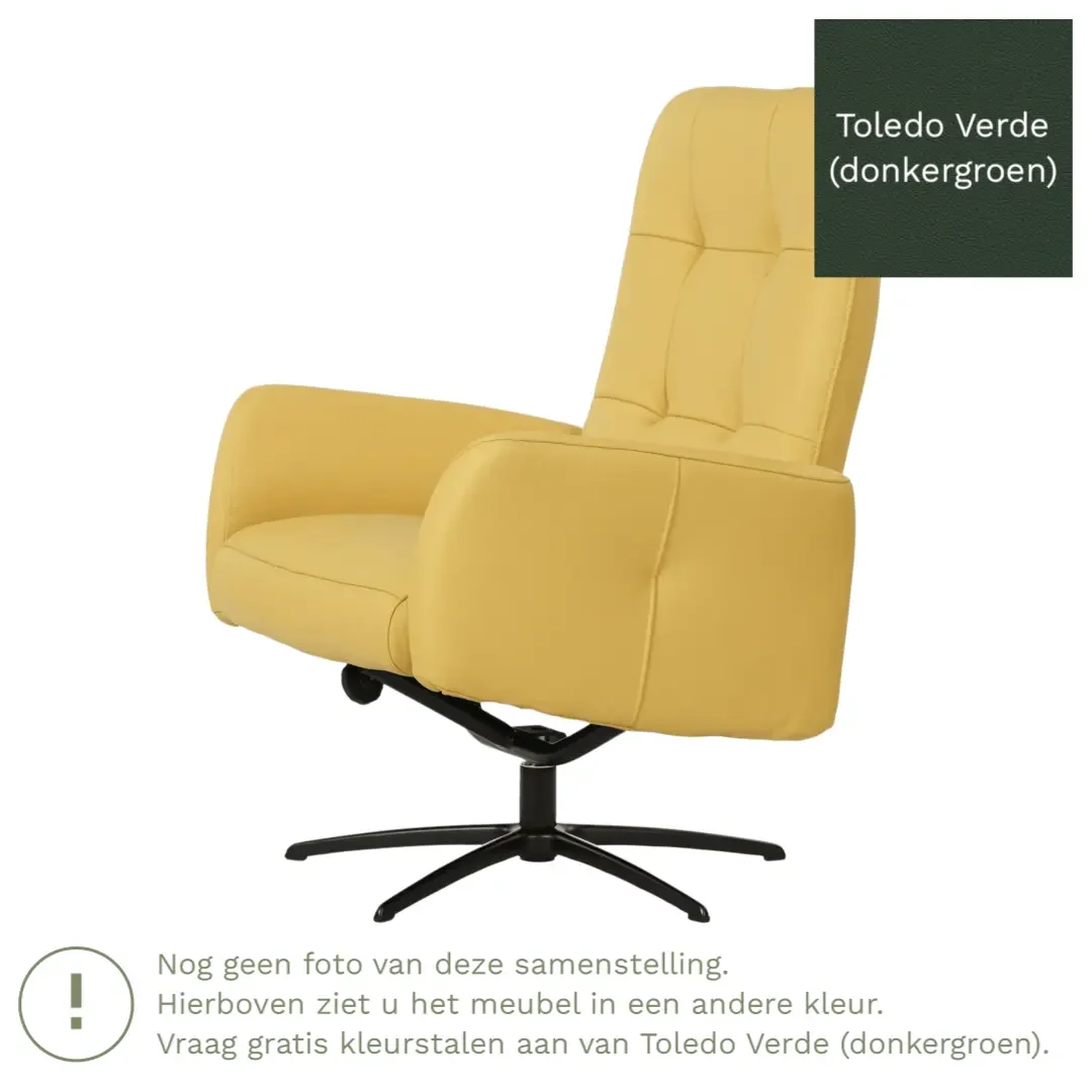 afbeelding van Leren draaifauteuil Pulse - Toledo Verde (donkergroen) - Stervoet zwart
