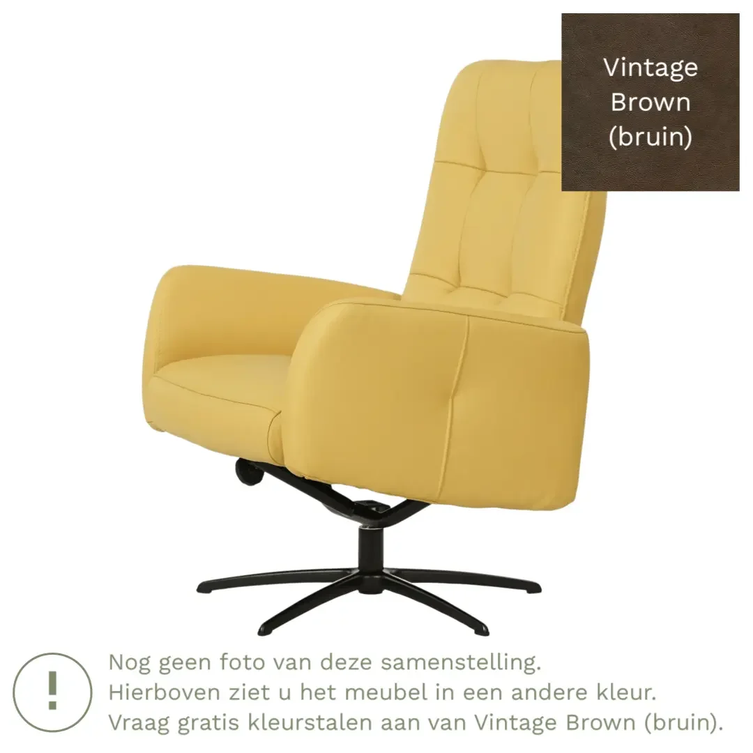 afbeelding van Leren draaifauteuil Pulse - Vintage Brown (bruin) - Stervoet zwart