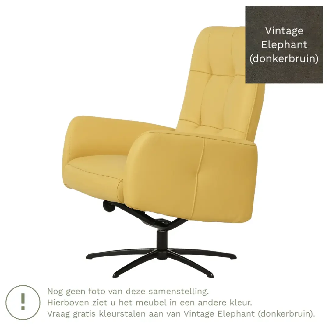 afbeelding van Leren draaifauteuil Pulse - Vintage Elephant (donkerbruin) - Stervoet zwart
