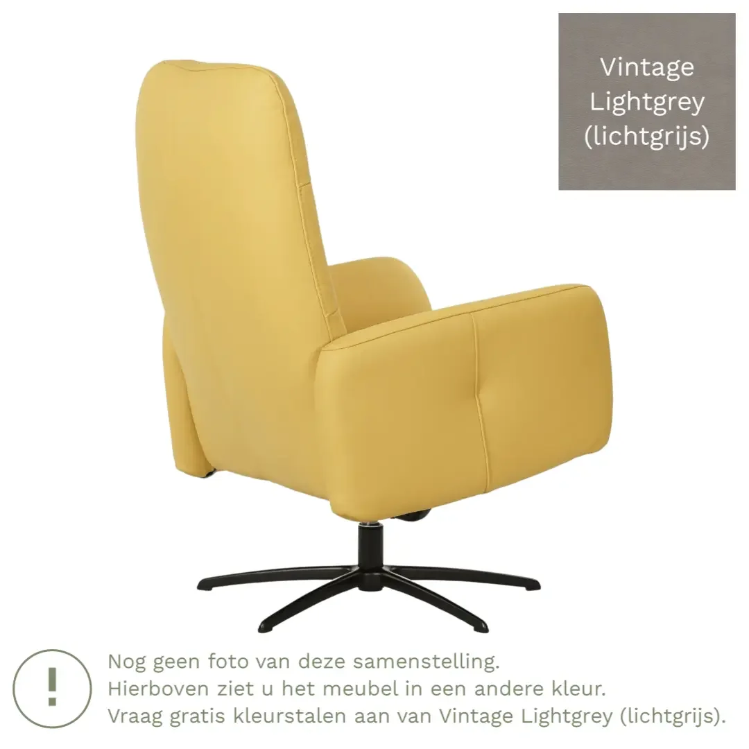 afbeelding van Leren draaifauteuil Pulse - Vintage Lightgrey (lichtgrijs) - Stervoet zwart
