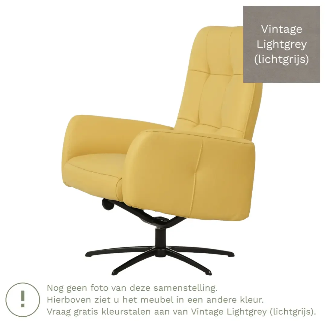 afbeelding van Leren draaifauteuil Pulse - Vintage Lightgrey (lichtgrijs) - Stervoet zwart