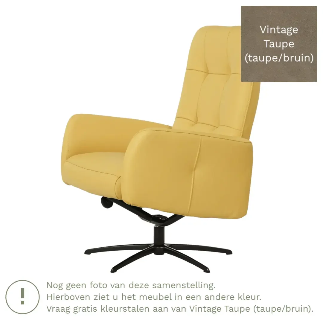 afbeelding van Leren draaifauteuil Pulse - Vintage Taupe (taupe/bruin) - Stervoet zwart