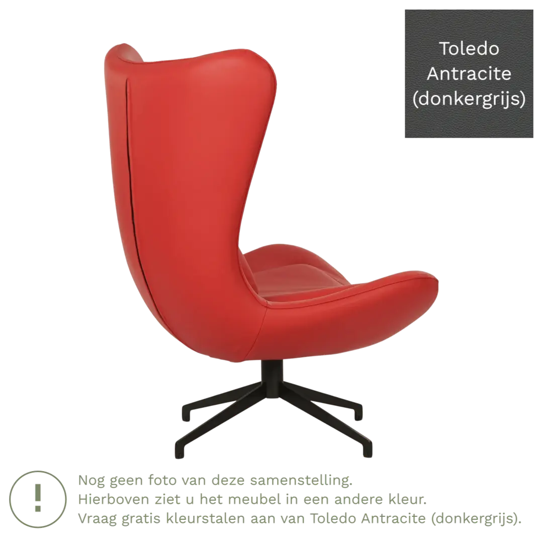 afbeelding van Leren draaifauteuil Soul - Toledo Antracite (donkergrijs) - Stervoet zwart