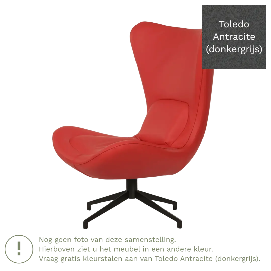 afbeelding van Leren draaifauteuil Soul - Toledo Antracite (donkergrijs) - Stervoet zwart