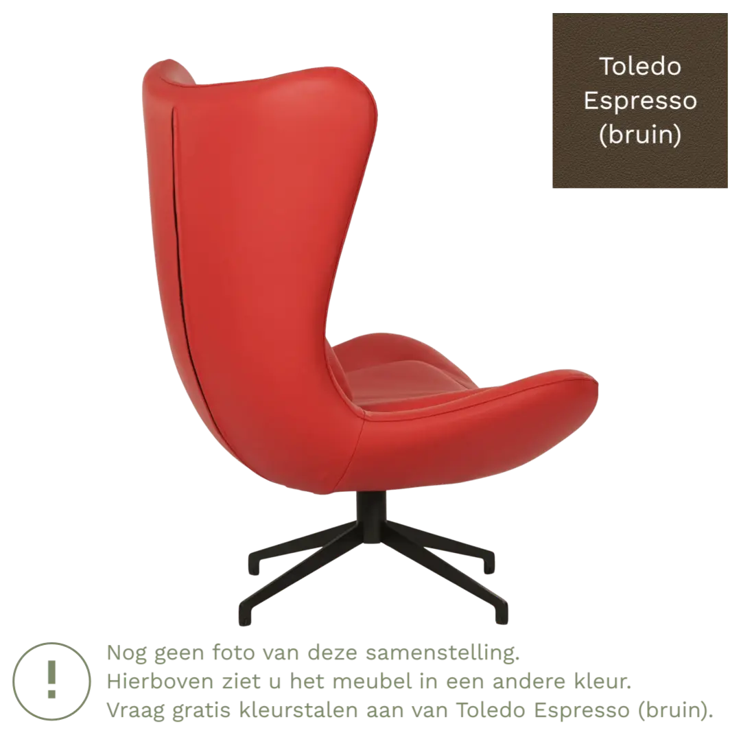 afbeelding van Leren draaifauteuil Soul - Toledo Espresso (bruin) - Stervoet zwart