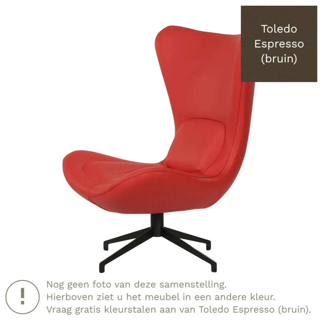 afbeelding van Leren draaifauteuil Soul - Toledo Espresso (bruin) - Stervoet zwart