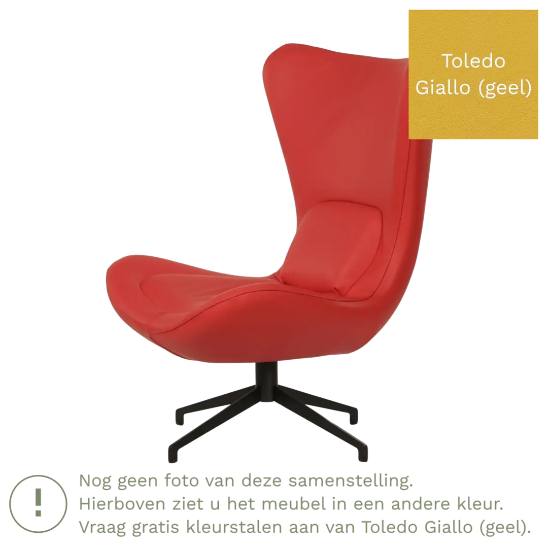 afbeelding van Leren draaifauteuil Soul - Toledo Giallo (geel) - Stervoet zwart