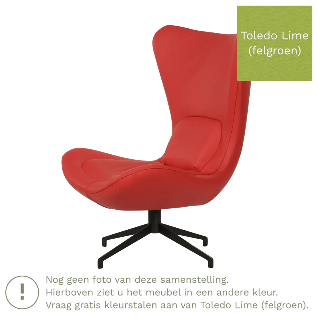 afbeelding van Leren draaifauteuil Soul - Toledo Lime (felgroen) - Stervoet zwart