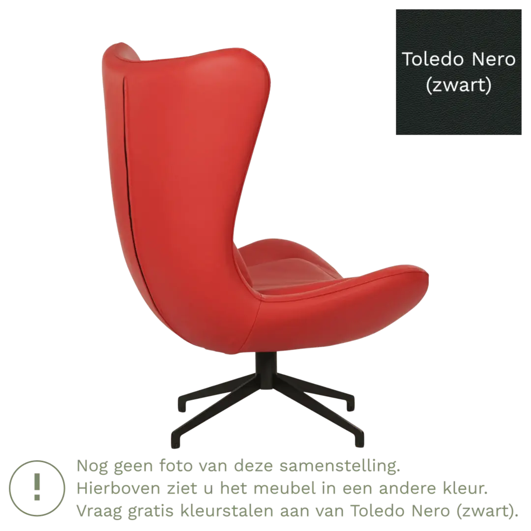 afbeelding van Leren draaifauteuil Soul - Toledo Nero (zwart) - Stervoet zwart