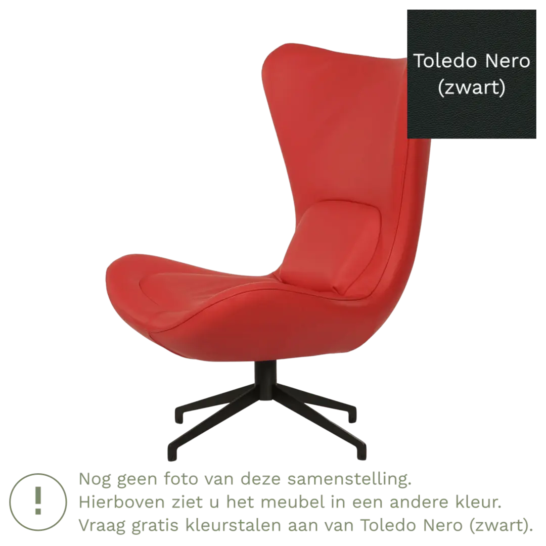 afbeelding van Leren draaifauteuil Soul - Toledo Nero (zwart) - Stervoet zwart