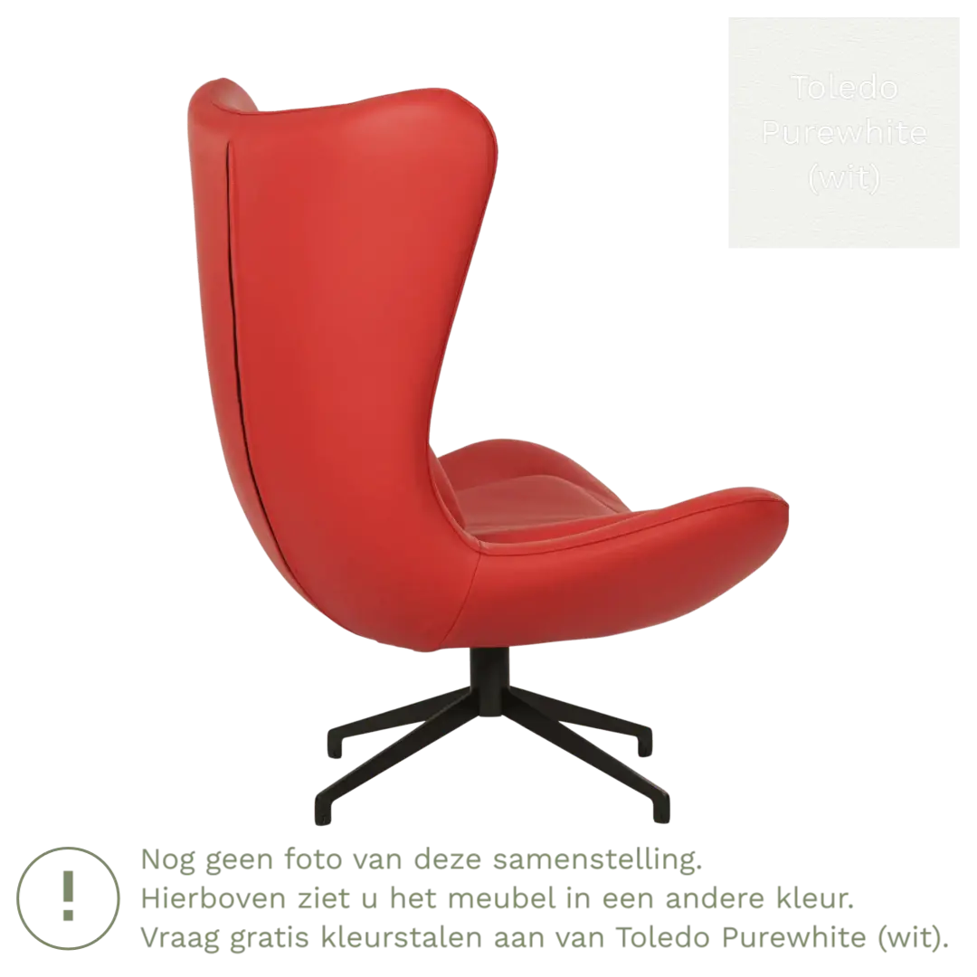 afbeelding van Leren draaifauteuil Soul - Toledo Purewhite (wit) - Stervoet zwart