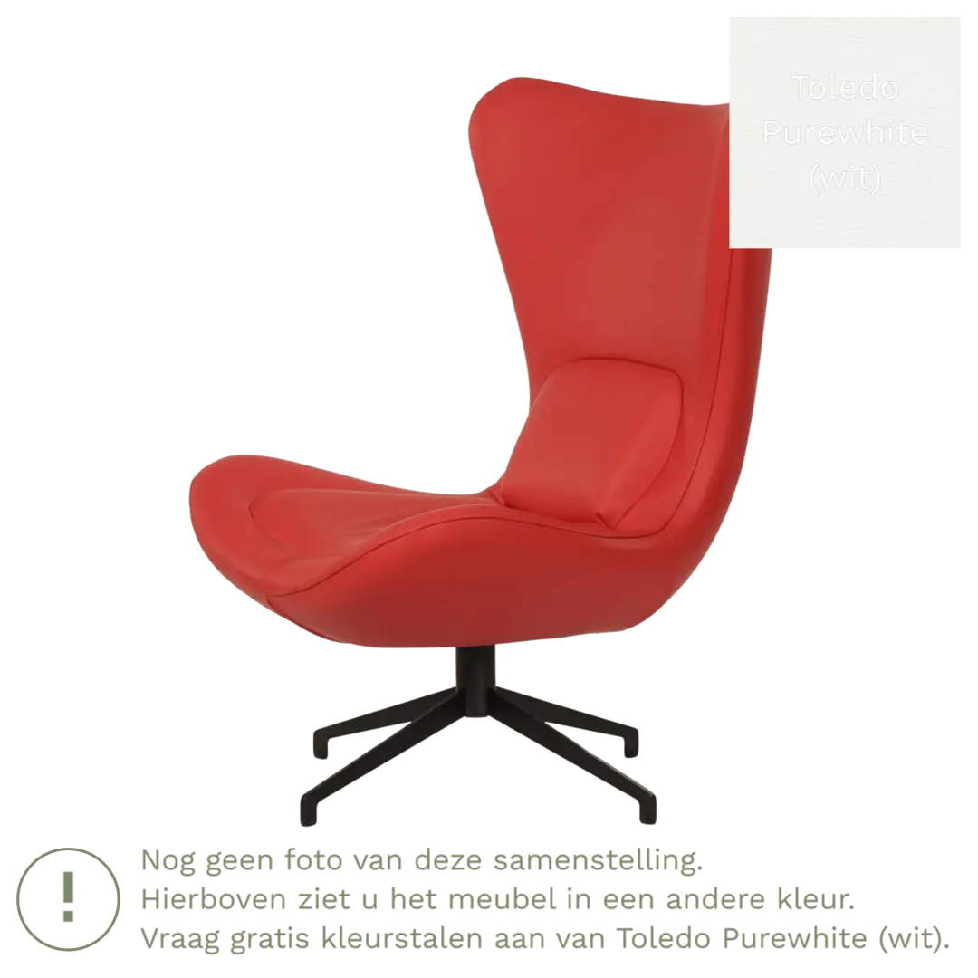 afbeelding van Leren draaifauteuil Soul - Toledo Purewhite (wit) - Stervoet zwart