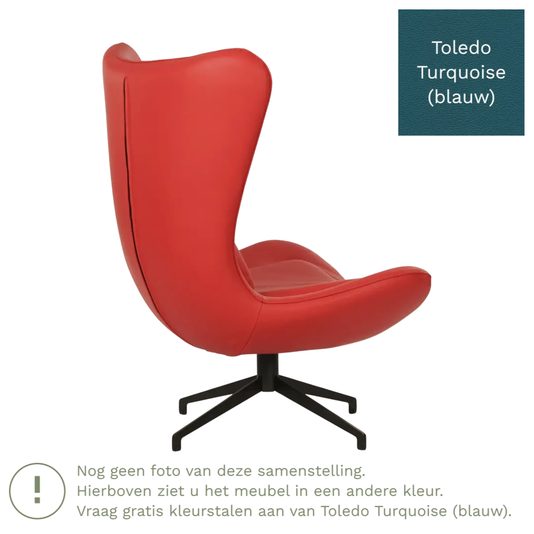 afbeelding van Leren draaifauteuil Soul - Toledo Turquoise (blauw) - Stervoet zwart