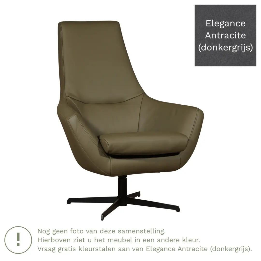 afbeelding van Leren draaifauteuil Treat - Elegance Antracite (donkergrijs)
