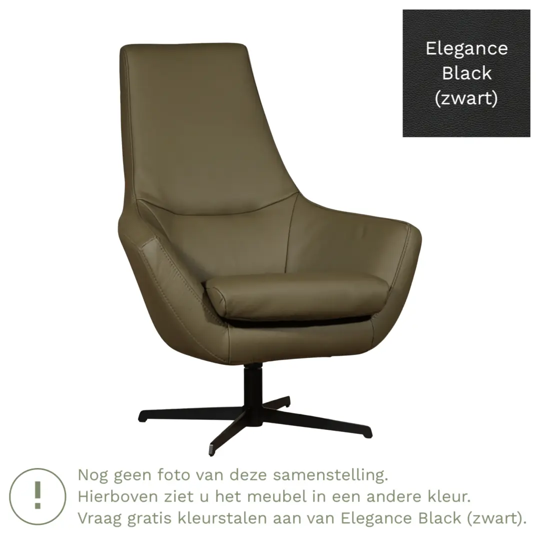 afbeelding van Leren draaifauteuil Treat - Elegance Black (zwart)