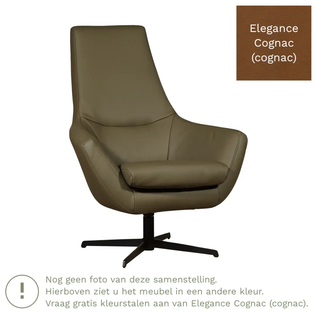 afbeelding van Leren draaifauteuil Treat - Elegance Cognac (cognac)