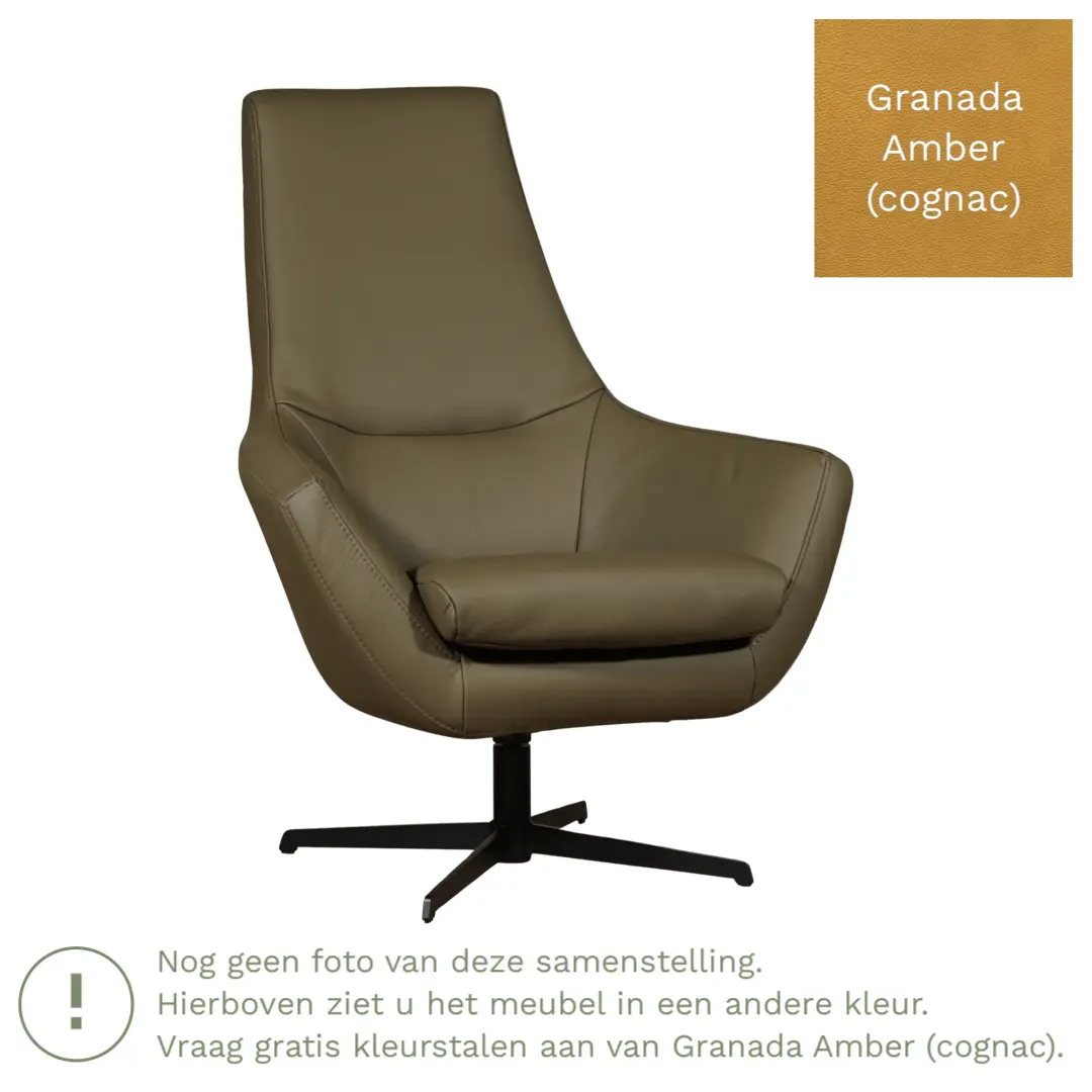 afbeelding van Leren draaifauteuil Treat - Granada Amber (cognac)