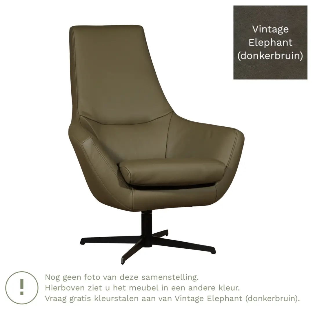 afbeelding van Leren draaifauteuil Treat - Vintage Elephant (donkerbruin)