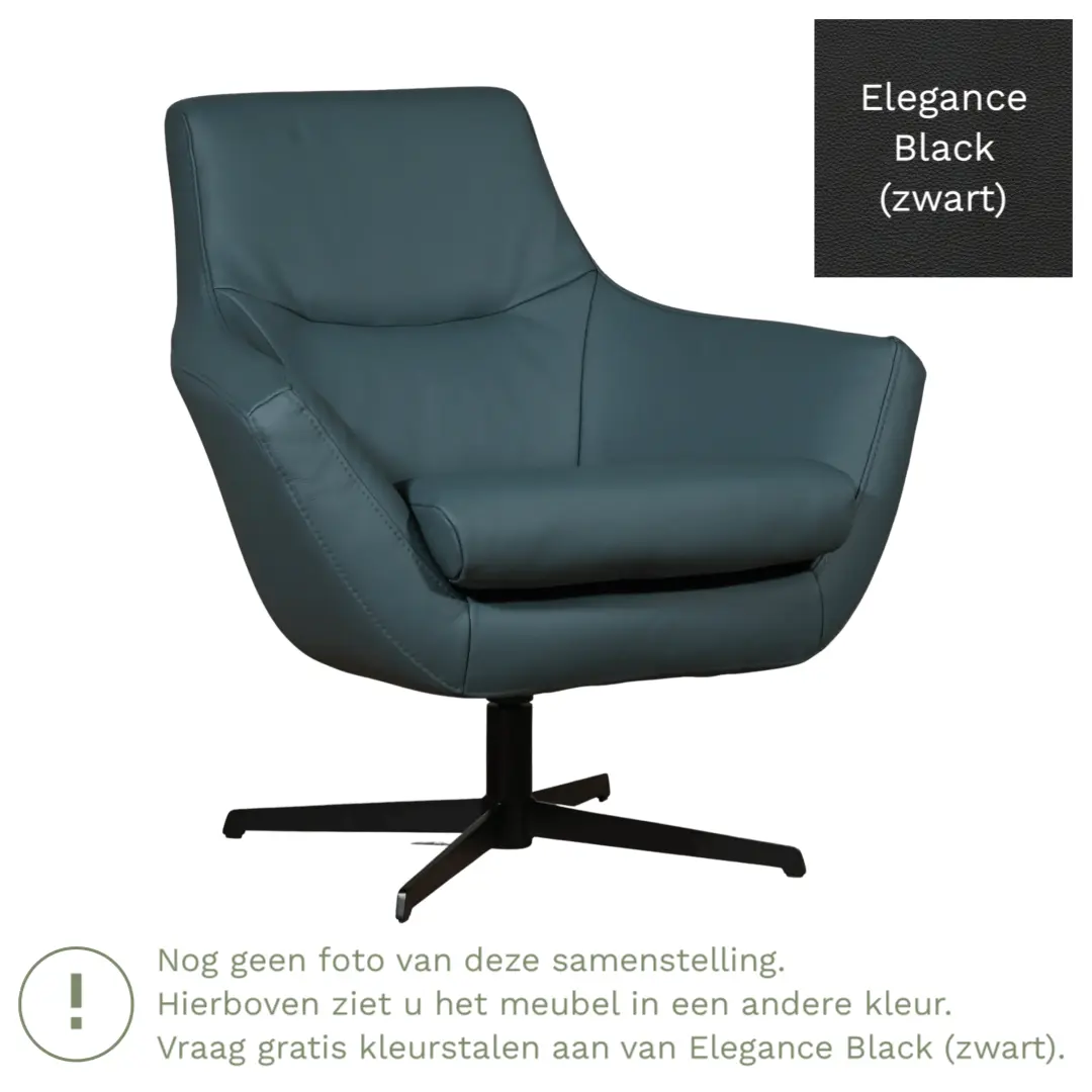 afbeelding van Leren draaifauteuil Wing - Elegance Black (zwart)