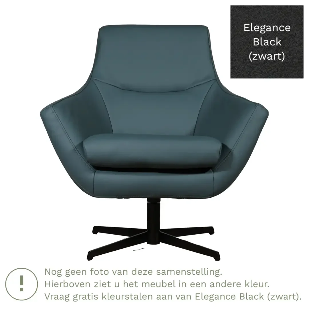 afbeelding van Leren draaifauteuil Wing - Elegance Black (zwart)