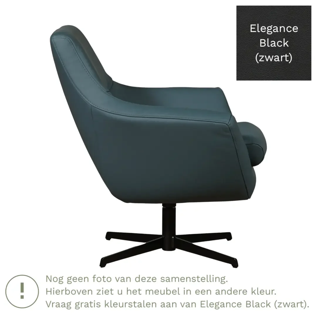 afbeelding van Leren draaifauteuil Wing - Elegance Black (zwart)