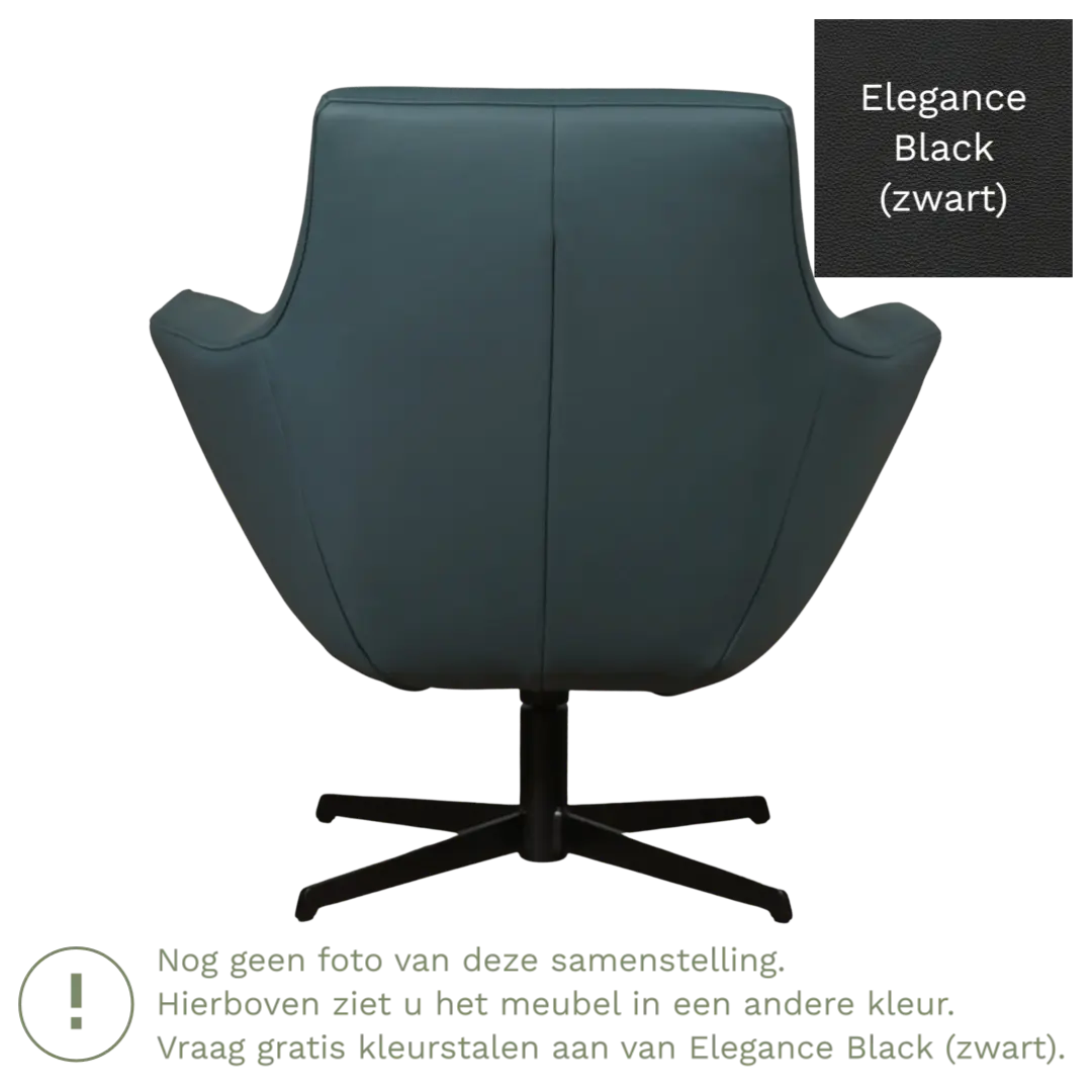 afbeelding van Leren draaifauteuil Wing - Elegance Black (zwart)
